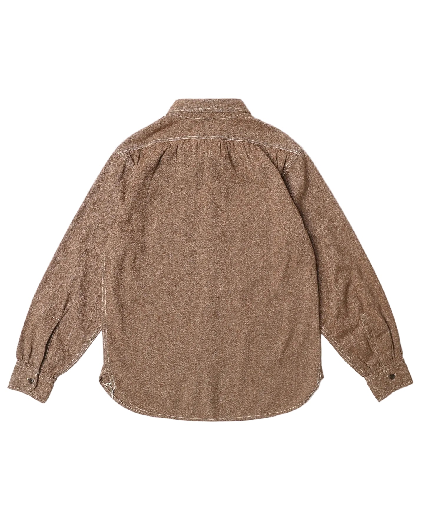 MILITORA LOT 217 1940S POIMED COLLAR SALT & PEPPER SHIRT - CHESTNUT BROWN