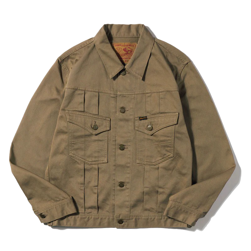 PHERROW'S - STORMY BLUE TRUCKER JACKET - MOKA