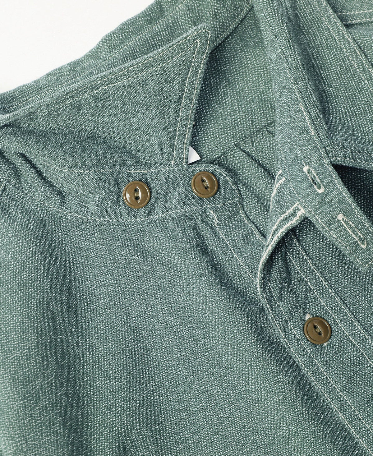 MILITORA LOT 217 1940S POIMED COLLAR SALT & PEPPER SHIRT - SAGE GREEN