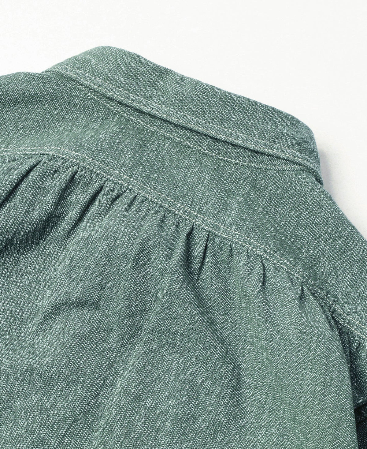 MILITORA LOT 217 1940S POIMED COLLAR SALT & PEPPER SHIRT - SAGE GREEN