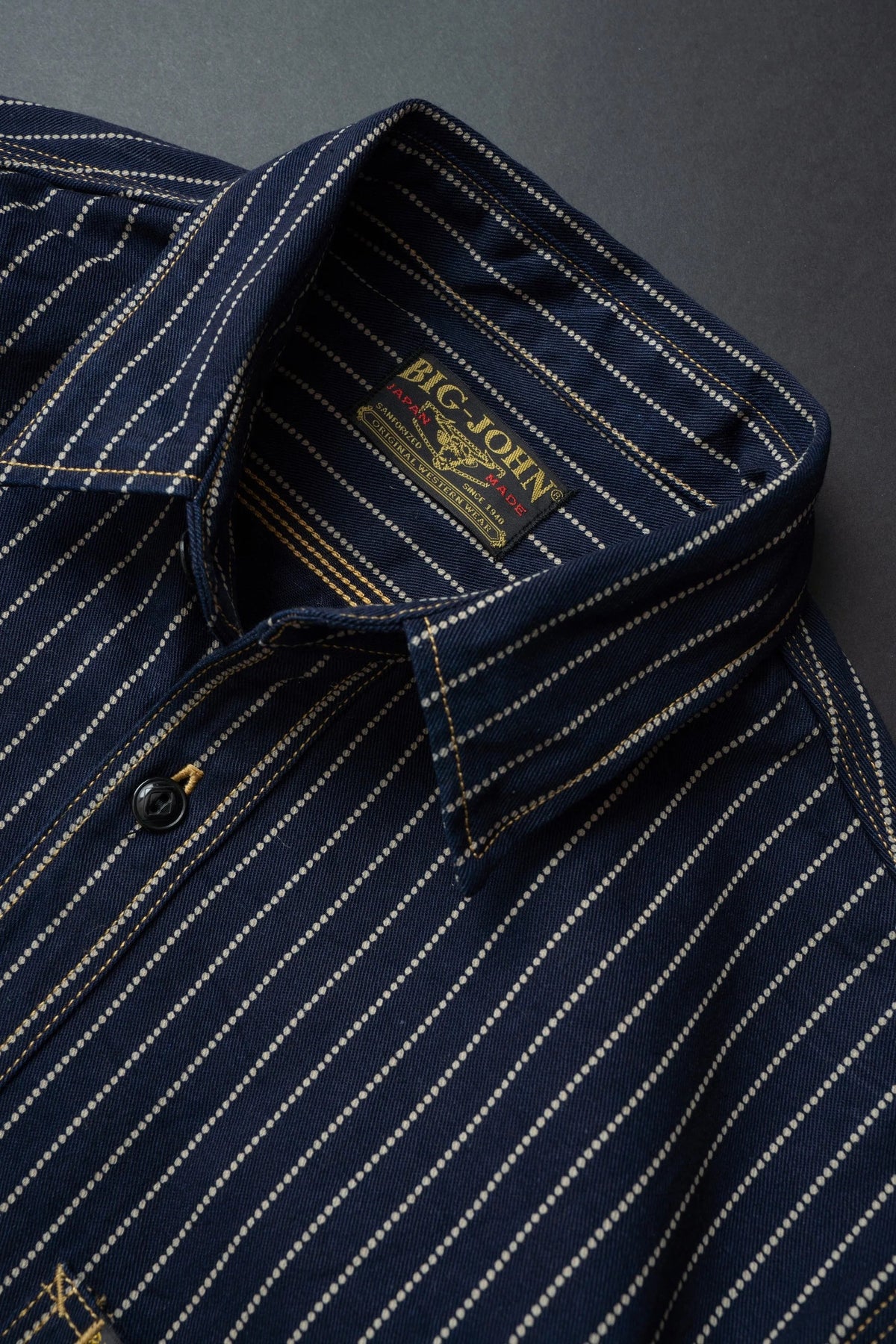 BIG JOHN MS005E (055P) 10oz SELVAGE WORK SHIRT - WABASH