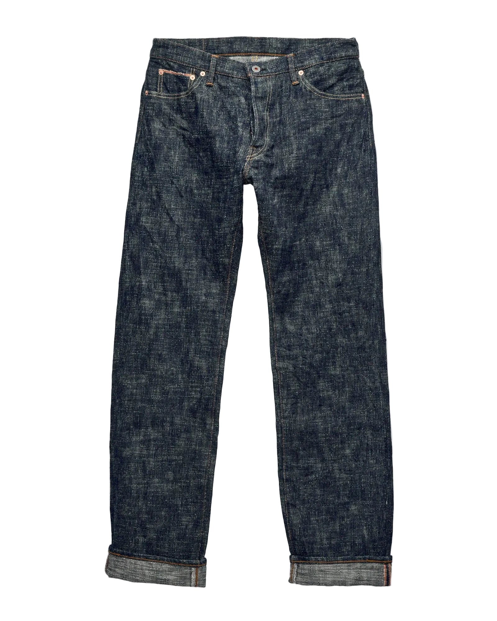 GRAPH ZERO  - 15OZ SKEIN DYEING DENIM SLIM JEANS - GREEN INDIGO