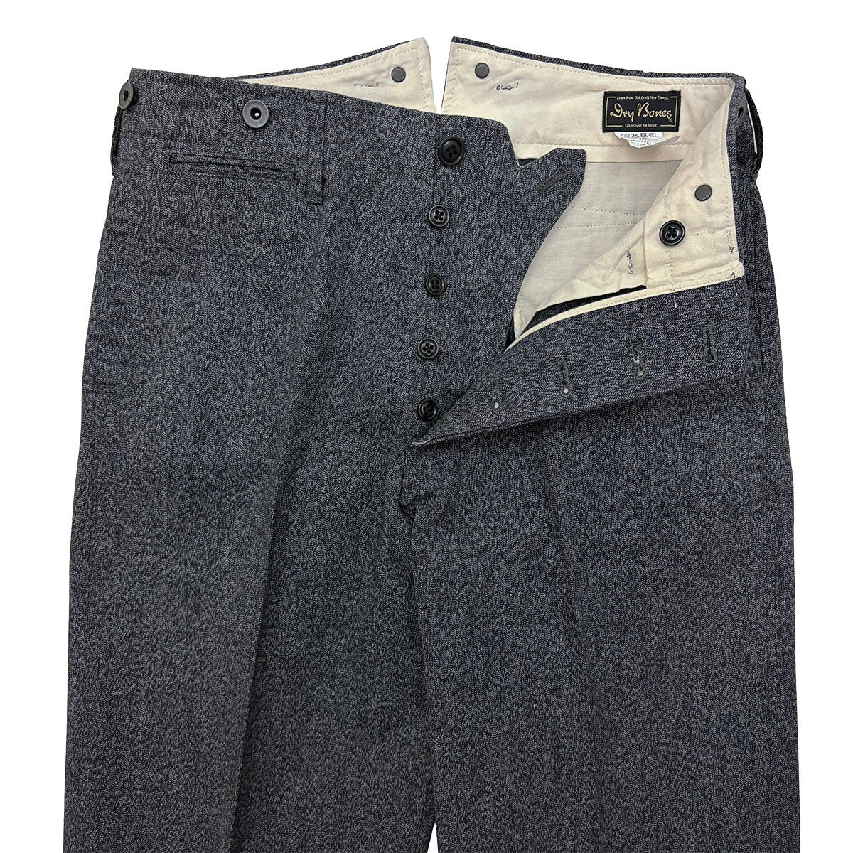 DRY BONES HIGH BACK BLACK CHAMBRAY WORK TROUSERS - BLACK