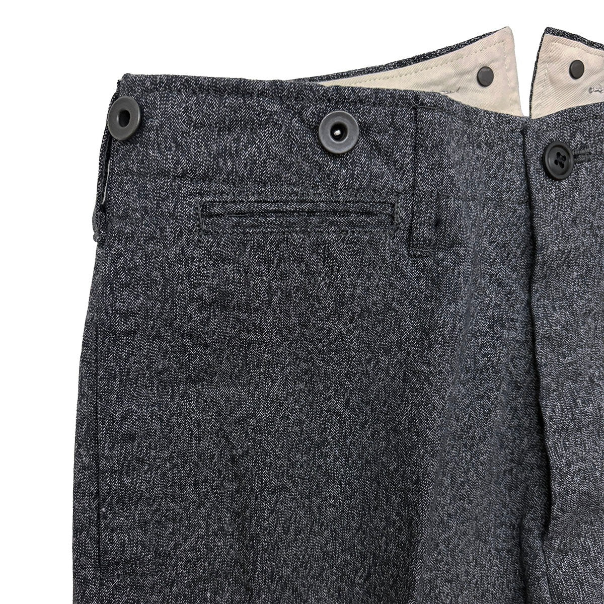 DRY BONES HIGH BACK BLACK CHAMBRAY WORK TROUSERS - BLACK