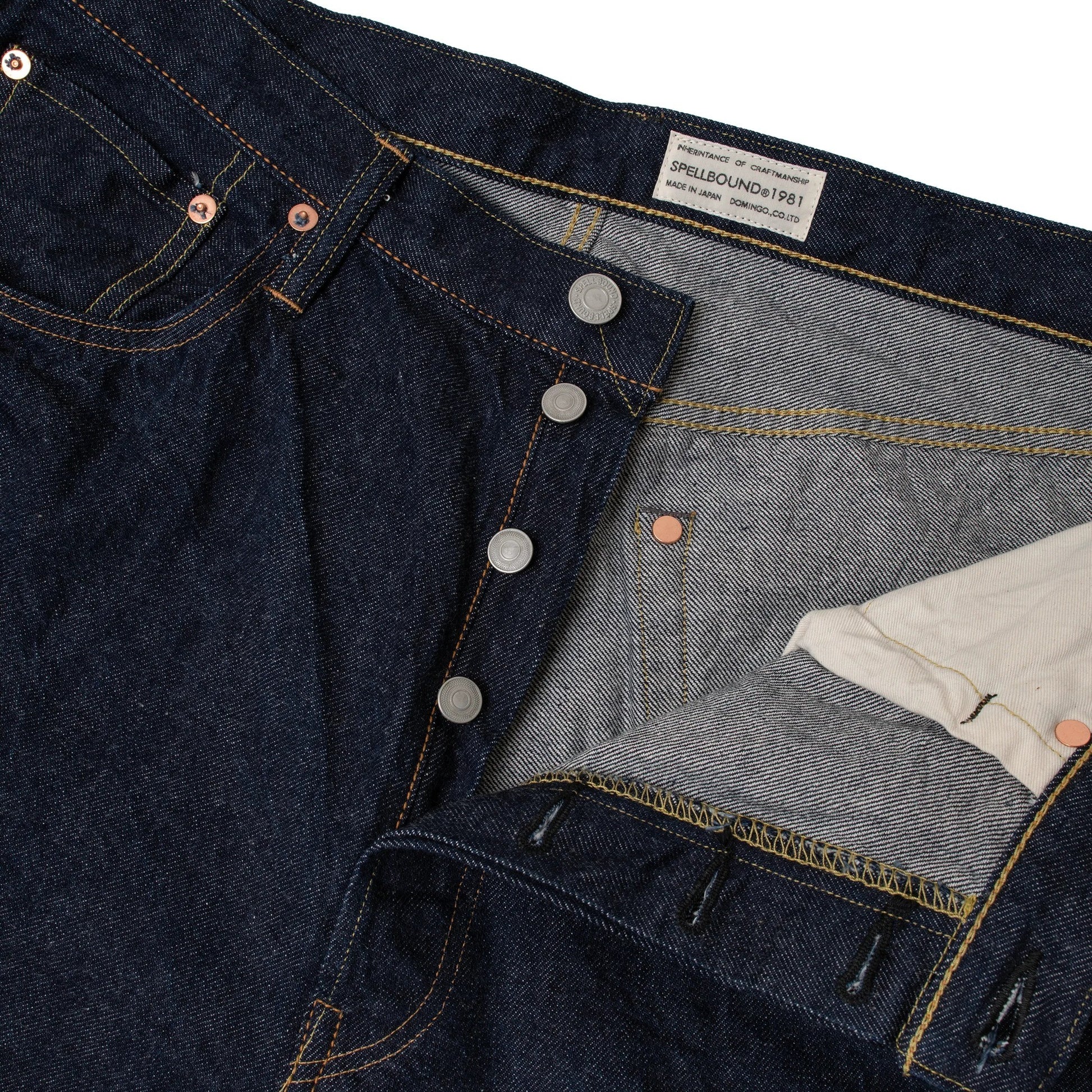 SPELLBOUND 40-700C 5POCKET SELVAGE REGULAR STRAIGHT JEANS - ONE WASH INDIGO