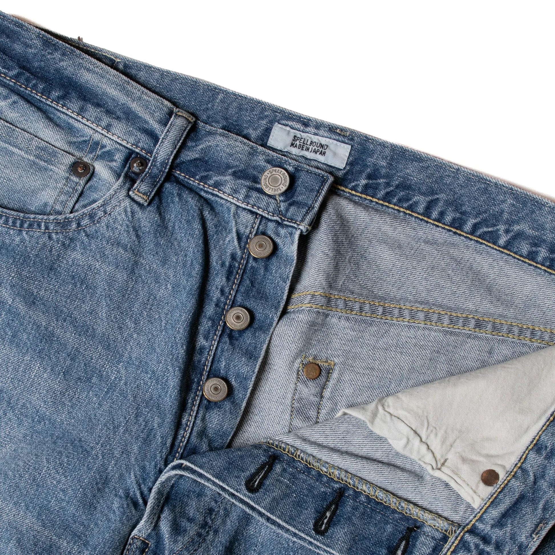 SPELLBOUND 40-701C-U 5POCKET SELVAGE REGULAR STRAIGHT JEANS - LIGHT USED INDIGO