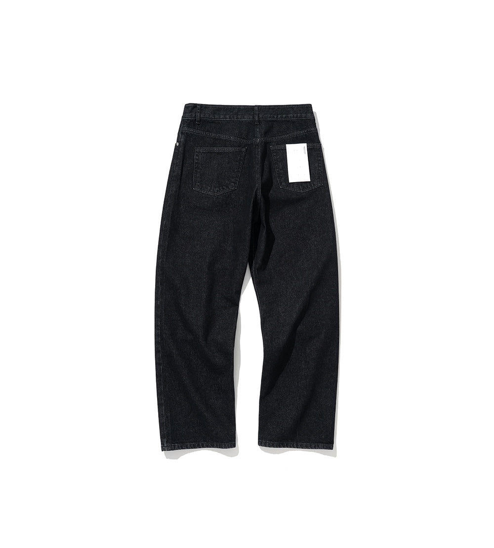 UNIFORM BRIDGE PIN TUCK WIDE DENIM PANTS BLACK WASHED - BLACK WASHED