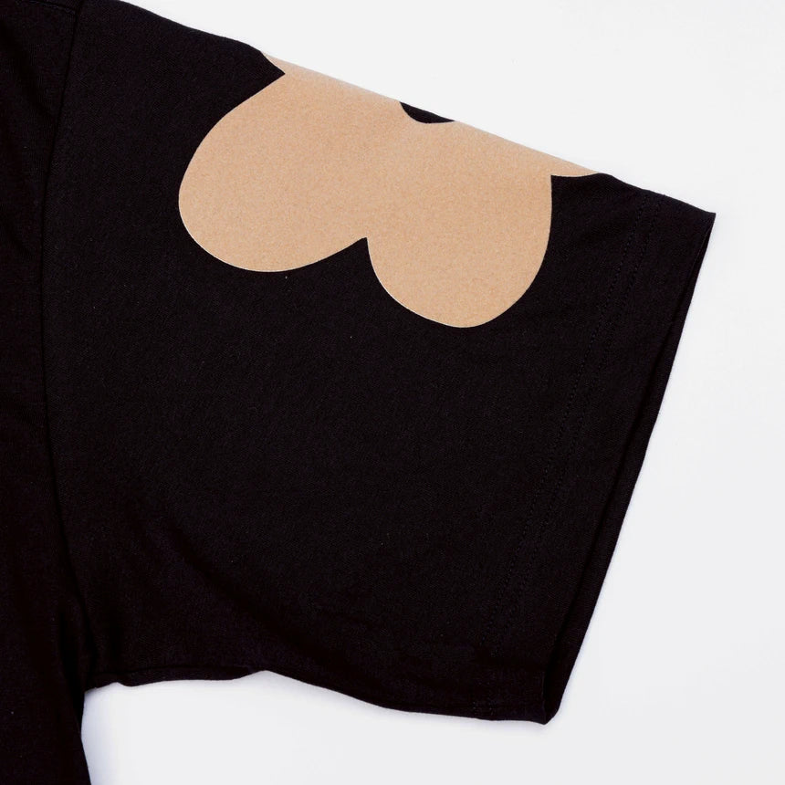 BLACK CACTUS BS246 BLACK COTTON OVERSIZE T-SHIRT FLOWER BROWN VELVET