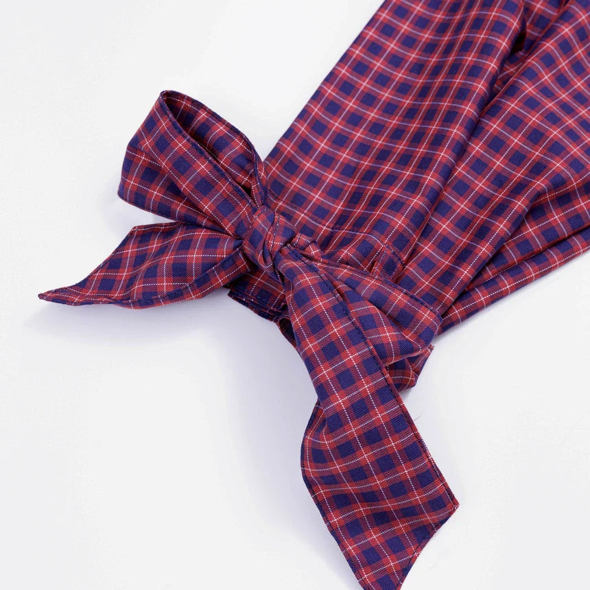 BLACK CACTUS BS262 VERSIZE ZIP SHOULDER BOW RED SCOTCH PATTERN
