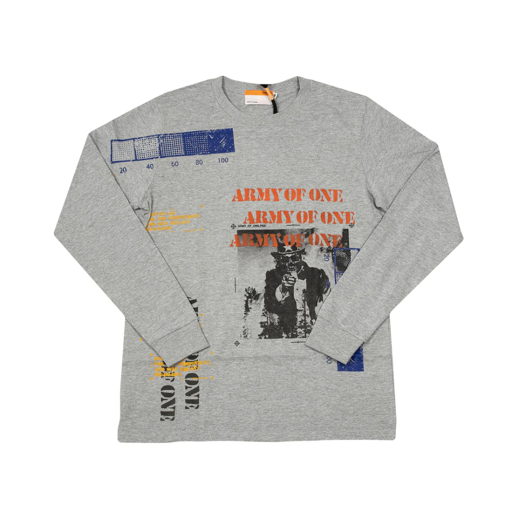 INDVLST HAND PRINTED ARMY OF ONE L/S - GREY