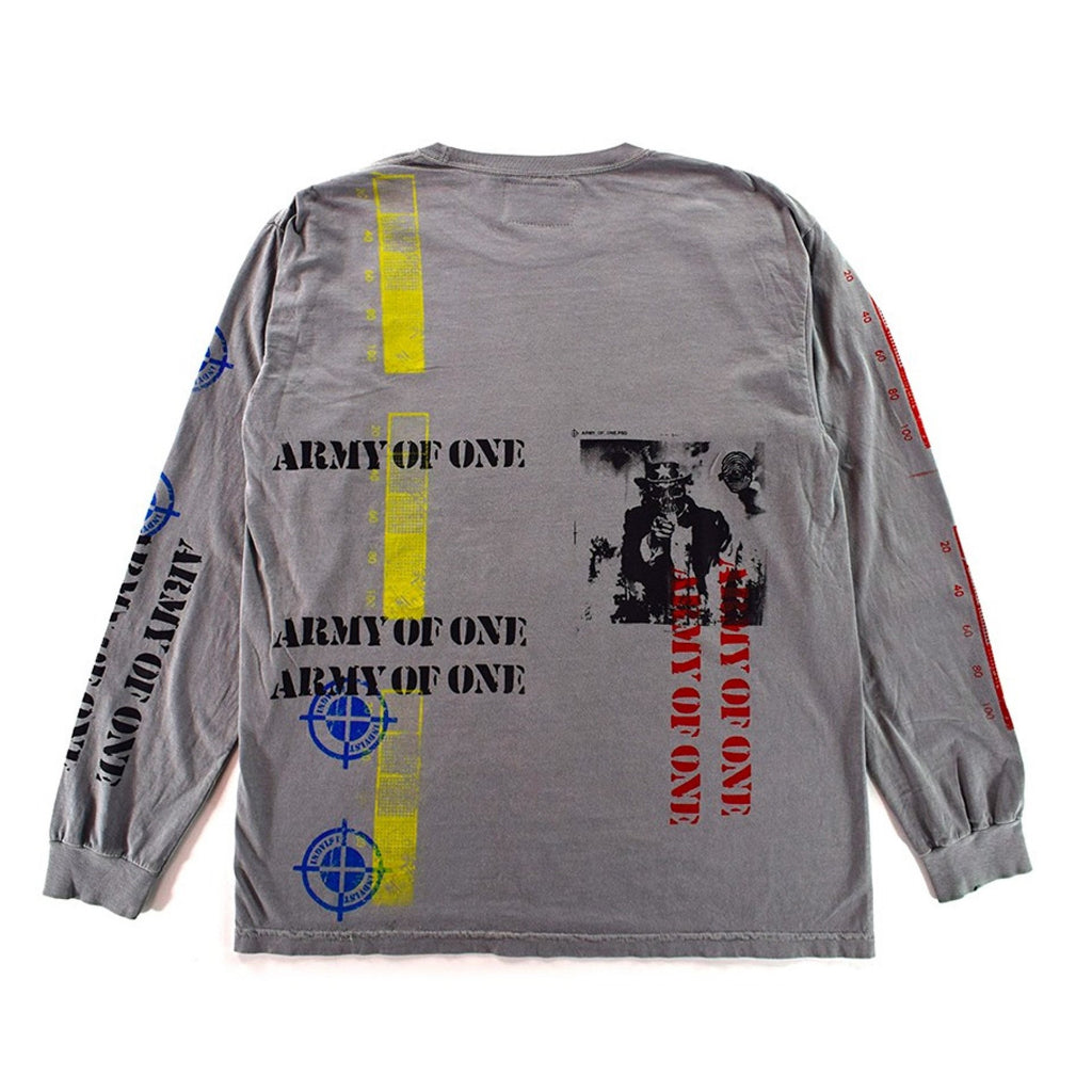 INDVLST HAND PRINTED ARMY OF ONE L/S - GREY