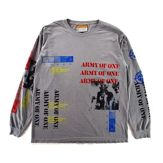 INDVLST HAND PRINTED ARMY OF ONE L/S - GREY