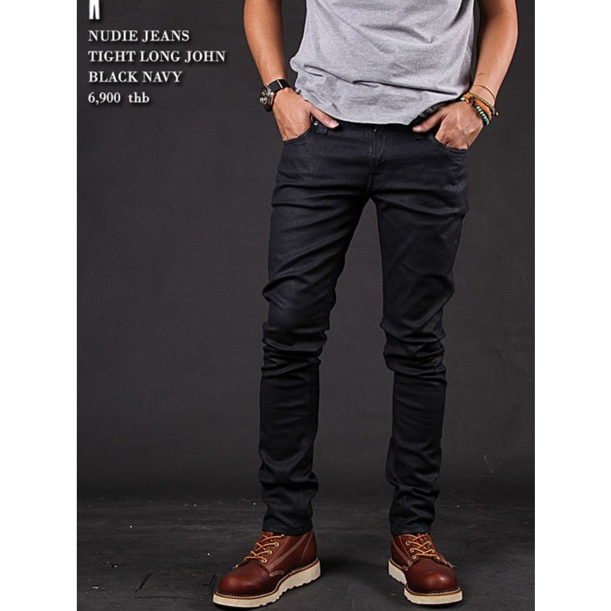 Nudie Jeans Tightlongjohn — Black/Navy — front view